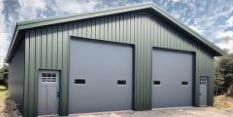 30x40x10 Garage Shop 2 Bay Front Wall Green